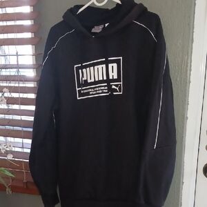 Puma Men's Black Hoodie with White Accents